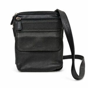 Vintage Fossil classic black quiet luxury minimalist leather crossbody bag